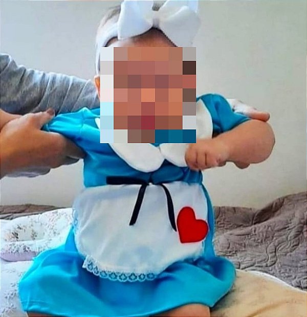 Fantasia Alice Vestido Alice no País das Maravilhas Bebê Mesversário