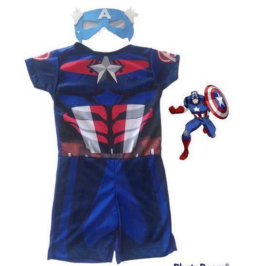 Fantasia Capitão América + máscara Bebê Criança Infantil Mesversário