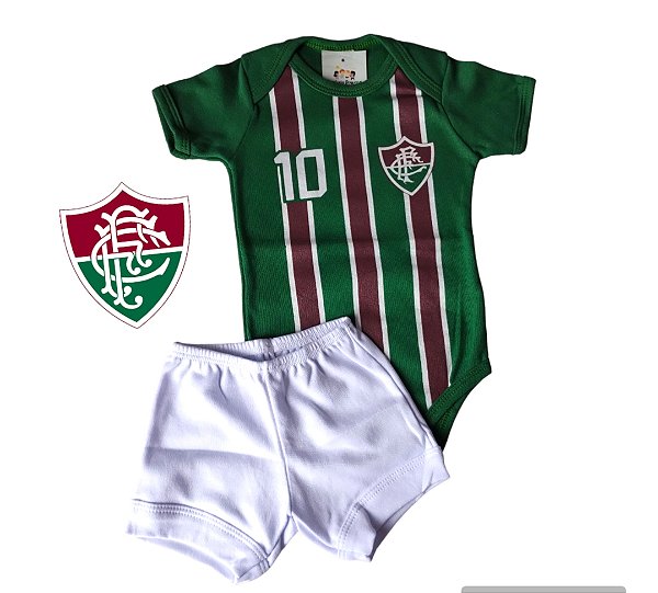 Body Fluminense Conjunto Time Futebol Bebê Menino Menina