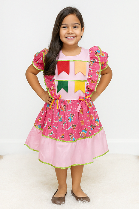 Vestido Infantil São João Quadrilha Caipira Festa Junina