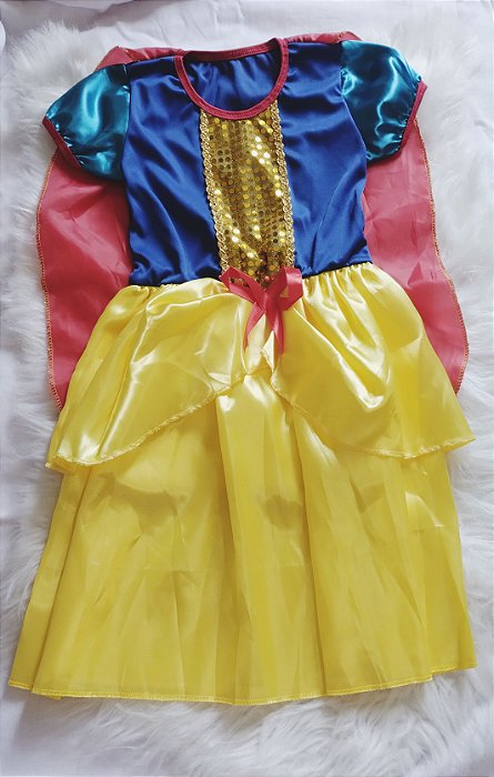 Fantasia Branca de Neve Princesa Menina Festa Criança