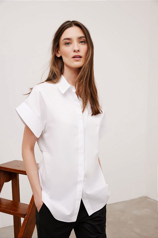 camisa franzido lateral branco