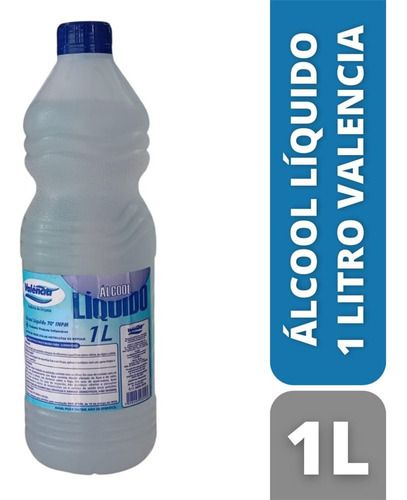 ÁLCOOL LÍQUIDO 70% VALÊNCIA 1 LITROS