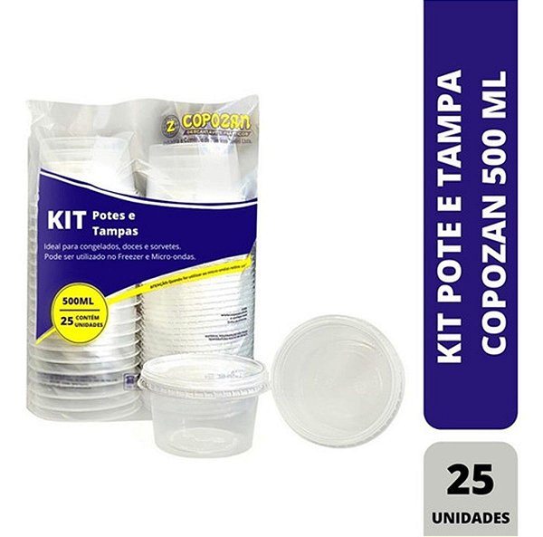 POTE REDONDO 500 ML DESCARTÁVEL COPOZAN C/ 25 UNIDADES