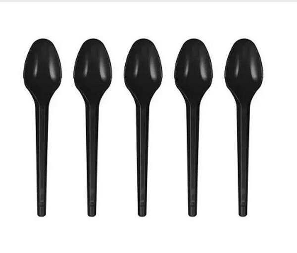 COLHER SOBREMESA ELITE PRETO C/50 UND