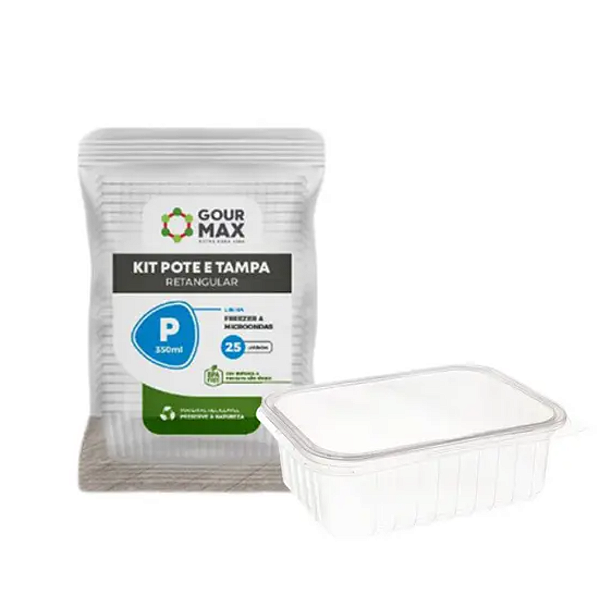 POTE 350 ML RETANGULAR GOUR MAX C/ 25 UNIDADES