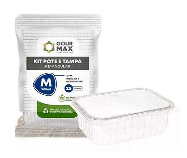 POTE 500 ML RETANGULAR GOUR MAX C/ 24 UNIDADES