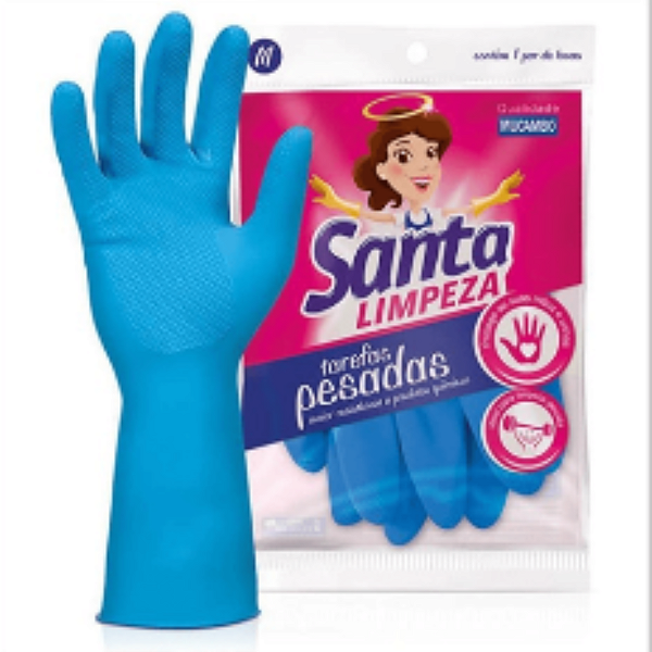 LUVA LATEX SANTA LIMPEZA TAMANHO M - 10 PARES