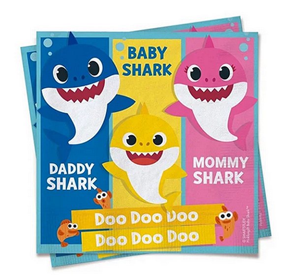 GUARDANAPO 25 X 25 CM BABY SHARK C/20 UNIDADES