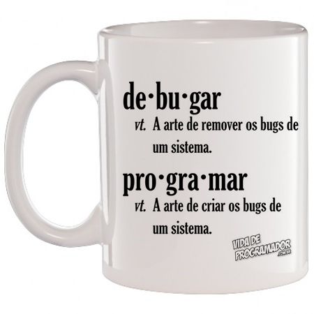 Caneca Branca Debugar / Programar