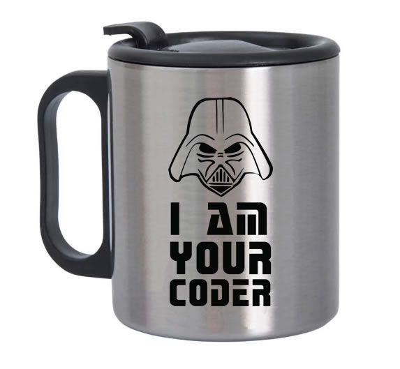 Caneca de Alumínio com Tampa para Viagem I Am Your Coder