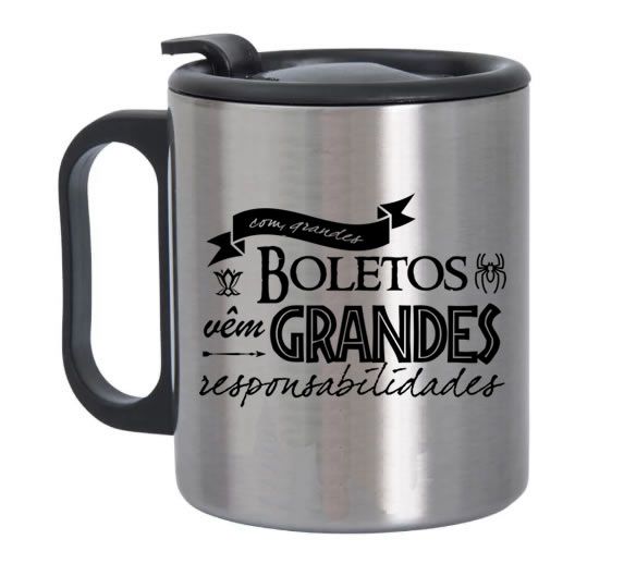 Caneca de Alumínio com Tampa para Viagem Com grandes boletos vêm Grandes Responsabilidade