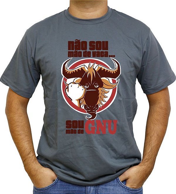 Camiseta Não sou mão de vaca, sou mão de GNU Cinza