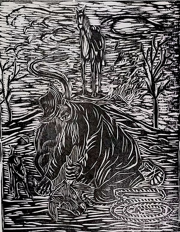 Zenon Barreto - Arte em Gravura, Xilogravura de Vaqueiro dos Inhamuns