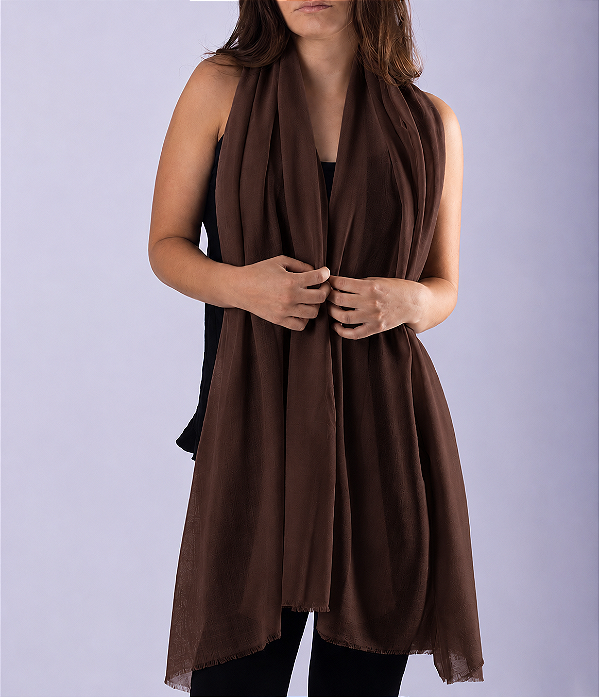 Pashmina 100% Cashmere Marrom Café