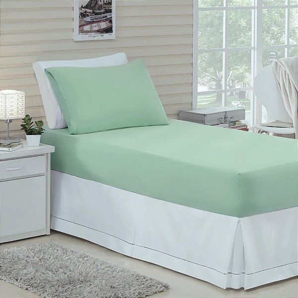 LENÇOL SOLTEIRO DE MALHA 02 PEÇAS VERDE DESERT SAGE - 1770