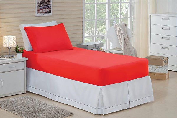 LENÇOL SOLTEIRO DE MALHA 02 PEÇAS VERMELHO - 1770