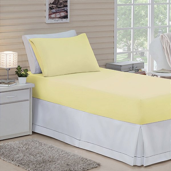 LENÇOL SOLTEIRO DE MALHA 02 PEÇAS AMARELO BEBÊ - 1770