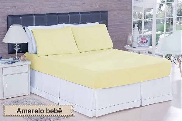 LENÇOL CASAL ESPECIAL DE MALHA 03 PEÇAS AMARELO BEBÊ - 1909