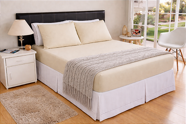 LENÇOL CASAL ESPECIAL DE MALHA 03 PEÇAS AREIA- 1909