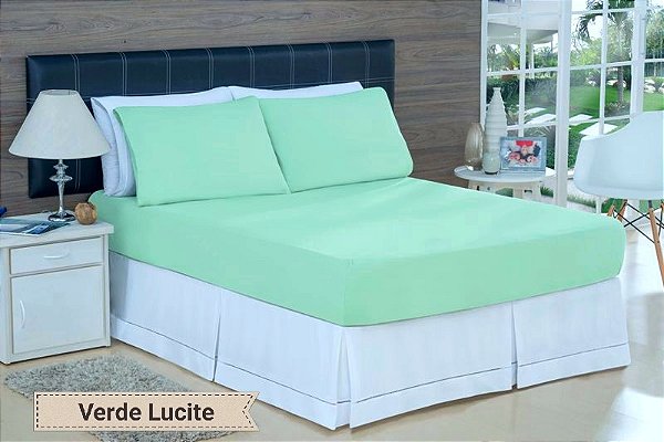LENÇOL KING DE MALHA 03 PEÇAS VERDE LUCITE - 3330