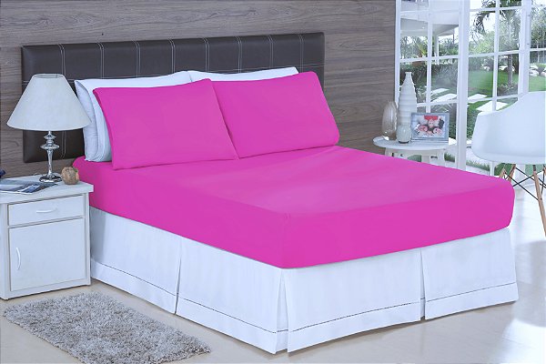 LENÇOL CASAL PADRÃO DE MALHA 03 PEÇAS PINK - 1831