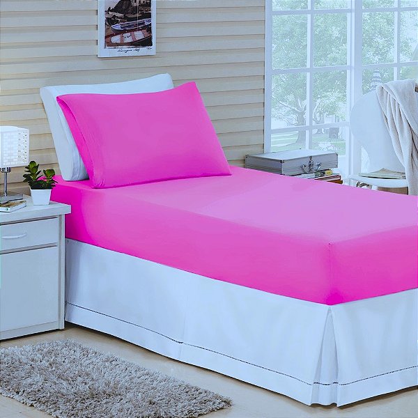 LENÇOL SOLTEIRO DE MALHA 02 PEÇAS PINK - 1770