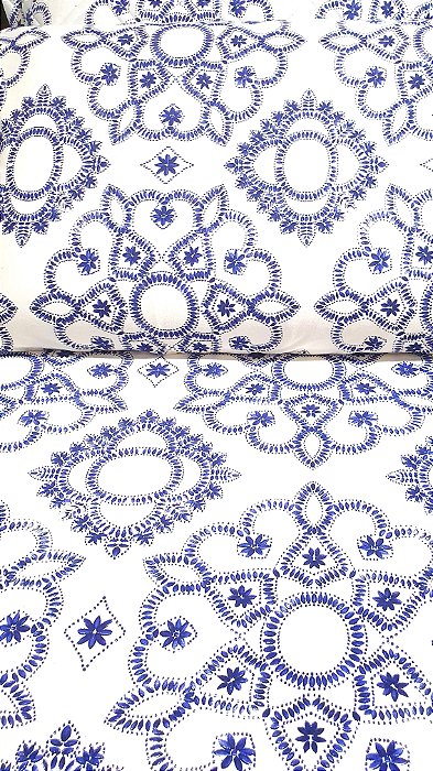 LENÇOL QUEEN DE MALHA 03 PEÇAS ESTAMPA AZULEJO PORTUGUÊS