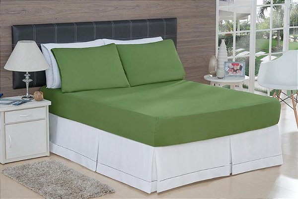 LENÇOL CASAL PADRÃO DE MALHA 03 PEÇAS VERDE MILITAR - 1831