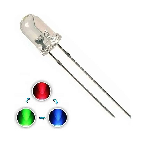 LED Automático RGB Alto Brilho 5mm - 2 Pinos