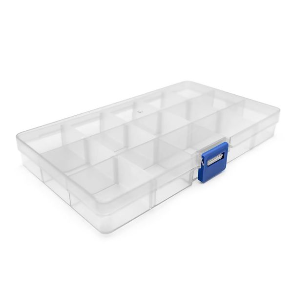 Caixa Organizadora Plástica 17,6x10,2x2cm com 15 Divisórias
