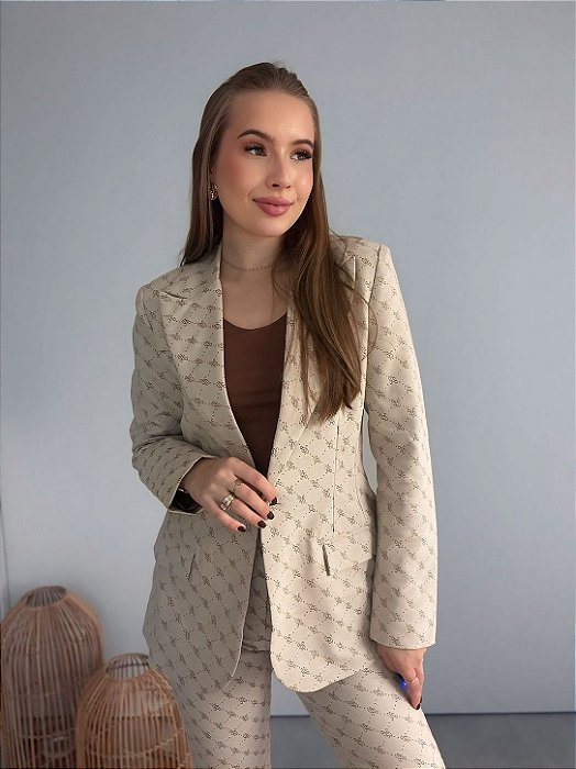 Blazer Ajustado ML Alfaiataria Flor de Liz