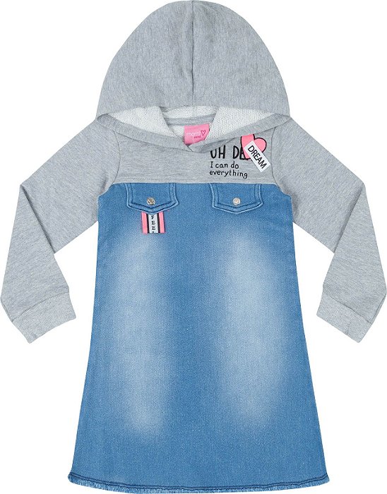 vestido jeans com moletom
