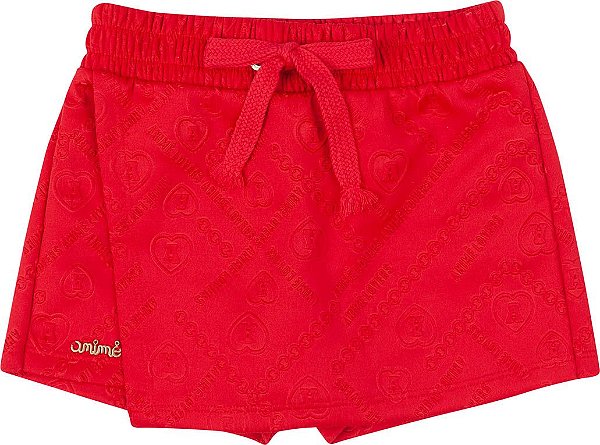 short saia vermelho infantil