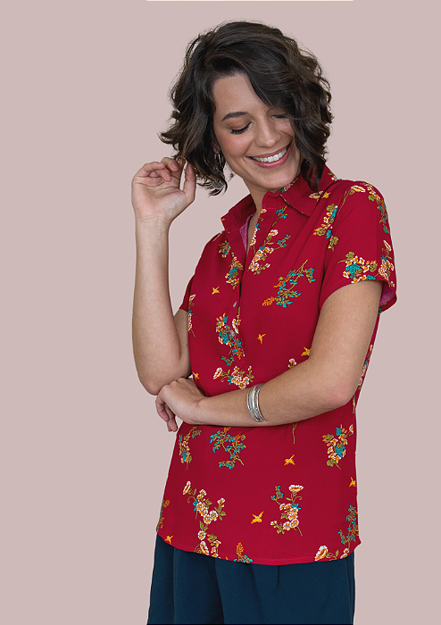 Camisa Polo Pink Flores