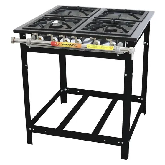 Fogão Industrial a Gás Venâncio 4 Bocas 2 Duplas Baixa Pressão Linha Extra E4D2E