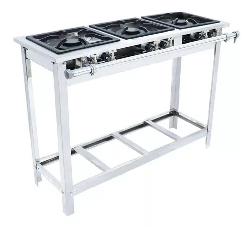Fogão Industrial 3 Bocas Duplas A Gás Inox - VENÂNCIO