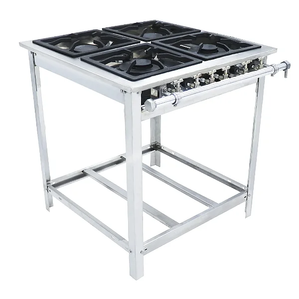 Fogão Industrial Venâncio 4 Bocas 2 Duplas a Gás Baixa Pressão Extra Inox EI4D2