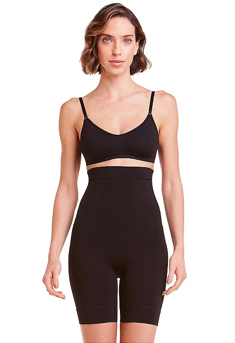 Bermuda Modeladora Abdominal Sem Costura - Reduz Medidas e Atrito - Preto