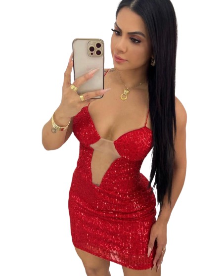 Vestido Paetê Legítimo Com Pedraria