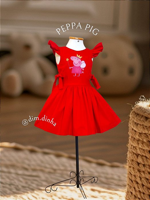 Vestido Infantil Peppa Pig-Sob Encomenda