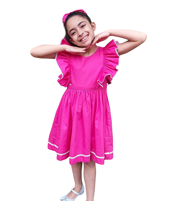 Vestido Infantil Rosa Renda - Sob Encomenda