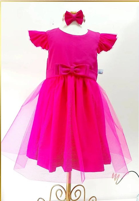 Vestido Infantil Rosa Chanel - Sob Encomenda