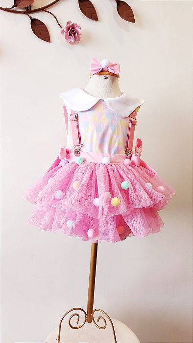 Vestido Infantil  Circo Rosa - Sob Encomenda