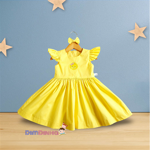 Vestido Bebê e Infantil amarelo Sol - Sob encomenda