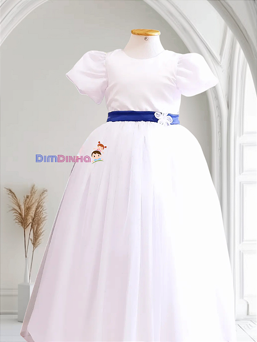 Vestido Infantil de Festa Branco-Sob Encomenda