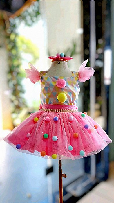 Vestido Infantil Circo Rosa-Sob Encomenda