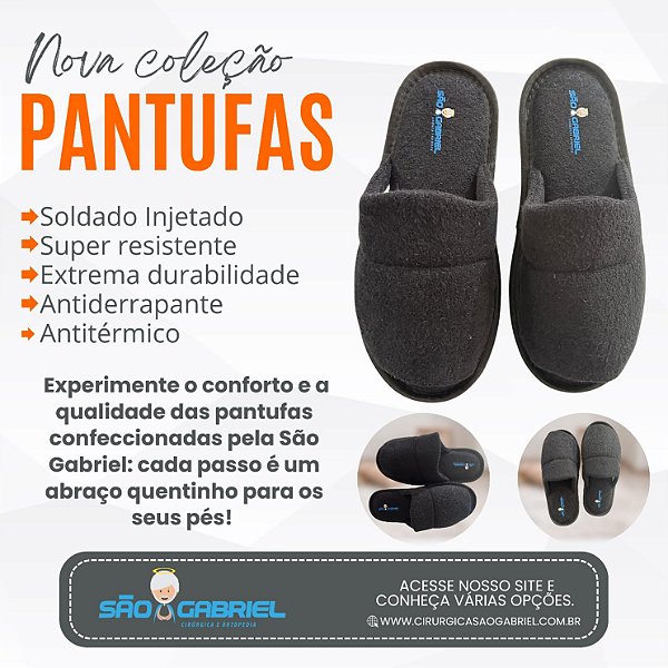 Pantufa Antiderrapante Aberto Erick Preta
