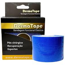 Bandagem Elástica Funcional kinesio tape Dermatape 5cm X 5m Azul