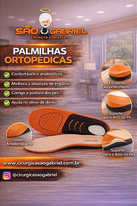 Palmilha com arco esponja Pu com amortecedor 35-39 Tovcare